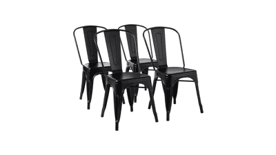 Amazon Basics Chair, 4 Pack, Matte Black