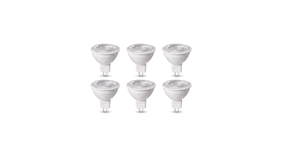 Amazon Basics MR16 LED Light Bulb, 12V 7W, Dimmable, 10,000 Hour Lifetime, 6 Count, 3000K Warm White