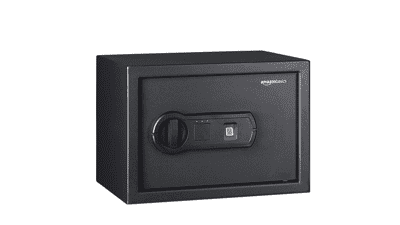 Amazon Basics Steel Home Security Safe with Biometric Fingerprint Lock, 0.5 Cubic Feet, Black