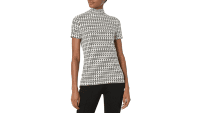 Anne Klein Short Sleeve Mock Neck Top for Women