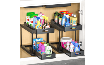 Aojia Under Sink Organizer with 2 Sliding Drawers - Bathroom and Kitchen Storage