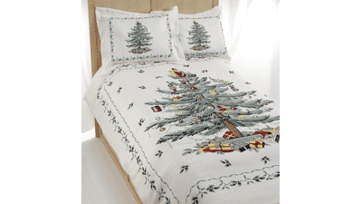 Avanti Linens Spode Queen Comforter Set with Matching Shams - Holiday Room Decor (Spode Christmas Tree Ivory)