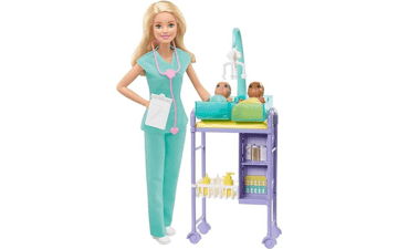 Barbie Careers Doll & Playset - Baby Doctor Theme with Blonde Fashion Doll, 2 Baby Dolls, Furniture & Accessories