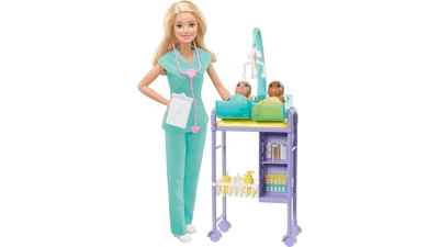 Barbie Careers Doll & Playset - Baby Doctor Theme with Blonde Fashion Doll, 2 Baby Dolls, Furniture & Accessories