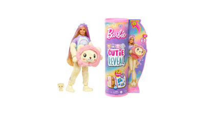 Barbie Cutie Reveal Doll with Blonde Hair & Lion Plush Costume - 10 Surprises, Accessories & Pet