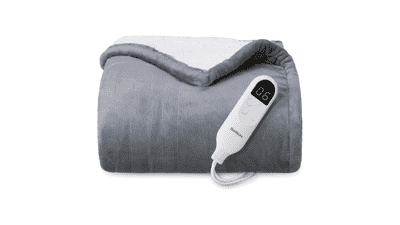 Bedsure Heated Blanket Electric Throw - Soft Flannel, 4 Time Settings, 6 Heat Settings, Auto Shut Off (50x60 inches, Grey)