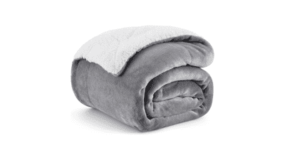 Bedsure Sherpa Fleece Throw Blanket for Couch - Thick and Warm Winter Blanket - Soft and Fuzzy Sofa Throw - Grey - 50x60 Inches