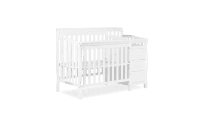 Biokleen Dream On Me Jayden 4-in-1 Mini Convertible Crib And Changer - White, Greenguard Gold Certified