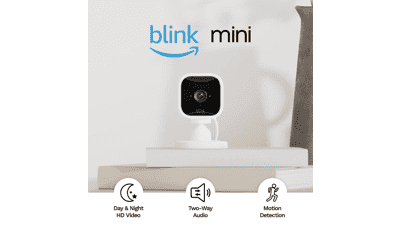 Blink Mini Indoor Smart Security Camera - 1080p HD Video, Night Vision, Motion Detection, Two-Way Audio - Works with Alexa (White)