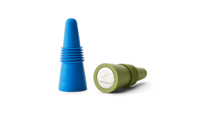 Blue Rabbit Wine and Beverage Bottle Stoppers with Grip Top - Set of 2
