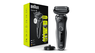 Braun Electric Razor for Men, Waterproof Foil Shaver, Series 5 5050cs, Wet & Dry Shave, Beard Trimmer and Body Groomer, Rechargeable, Blue