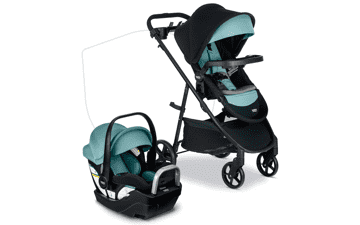 Britax Willow Brook S+ Baby Travel System with Infant Car Seat and Stroller Combo - Alpine Base, ClickTight Technology, SafeWash Insert and Cover - Jade Onyx