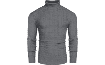 COOFANDY Men's Slim Fit Turtleneck Sweater - Casual Solid Waffle Knitted Pullover