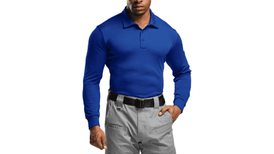 CQR Men's Polo Shirt - Long and Short Sleeve Tactical Shirts - Dry Fit Lightweight Golf Shirts - Outdoor UPF 50+ Pique Shirt
