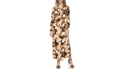 Calvin Klein Printed Faux Wrap Dress - Women's (Standard and Plus Size)