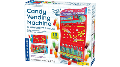 Candy Vending Machine STEM Experiment Kit | Build a 2-ft Tall Toy Vending Machine | 10 Experiments with Gravity, Motion, Math | Coin Sorting Bank | Engineering & Math Lessons