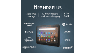 Certified Refurbished Fire HD 8 Plus Tablet - 64 GB - 2020 Release - Portable Entertainment - Slate