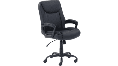 Classic Puresoft PU Padded Mid-Back Office Computer Desk Chair with Armrest - Black