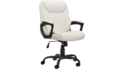 Classic Puresoft PU Padded Mid-Back Office Computer Desk Chair with Armrest - Cream