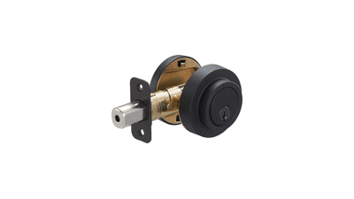 Contemporary Round Deadbolt Door Key Lock, Single Cylinder, Matte Black