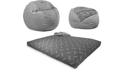 CordaRoy's Chenille Bean Bag Chair - Convertible Chair, Shark Tank Featured, Charcoal - Full Size