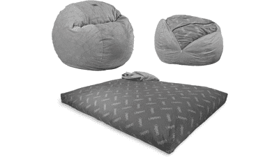 CordaRoy's Chenille Bean Bag Chair - Convertible Chair, Shark Tank Featured, Charcoal - King Size