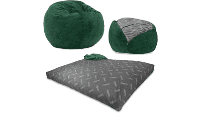 CordaRoy's Chenille Bean Bag Chair - Convertible Chair, Shark Tank Featured, Rainforest - Queen Size