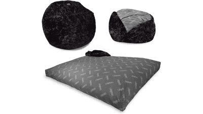 CordaRoy's Faux Fur Bean Bag Chair - Convertible Chair, Shark Tank Featured, Black - King Size