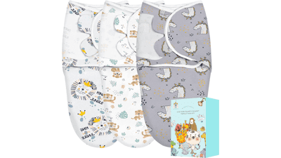 Cute Castle Baby Swaddle Sleep Sacks - 3-Pack - Newborn Swaddle Sack - Ergonomic Baby Swaddles Warp Blanket - Unicorn, Lion, Tiger