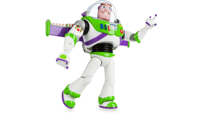 Disney Store Buzz Lightyear Interactive Talking Action Figure, 11 inch, English Phrases, Interacts with Other Figures and Toys, Light-Beam Features
