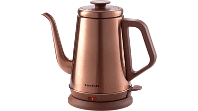 DmofwHi 1000W Gooseneck Electric Kettle - 1.0L, Stainless Steel, BPA Free, Auto Shut-Off, Pour Over Coffee - Copper