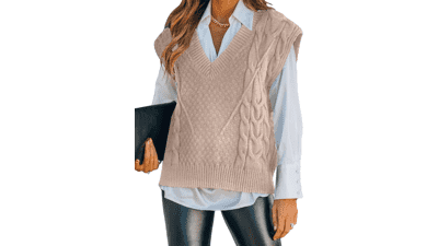 Dokotoo Women's Knitted V Neck Oversized Sweater Vest
