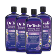 Dr Teal's Foaming Bath with Pure Epsom Salt, Sleep Blend, Lavender & Chamomile Essential Oils, 34 fl oz (Pack of 4)