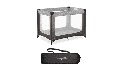 Dream On Me Zoom Portable Playard - Dark Grey, Lightweight, Packable, Easy Setup, Breathable Mesh Sides, Soft Fabric, Removable Padded Mat