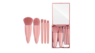 Easy-taken Travel Makeup Brush Set - COSHINE 5pcs Mini Complete Function Cosmetic Brushes Kit