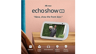 Echo Show 5 (3rd Gen, 2023 release) | Smart Display with Deeper Bass and Clearer Sound - Cloud Blue