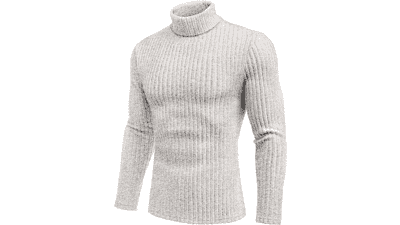 Ekouaer Men Turtleneck Long Sleeve Thermal Shirt Lightweight Baselayer Ribbed Sweater