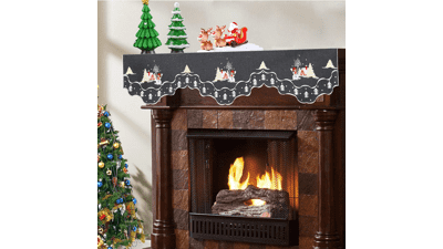 Embroidered Snowman Mantel Shelf Top Scarf Runner for Christmas - Gray, 70 × 17 inches