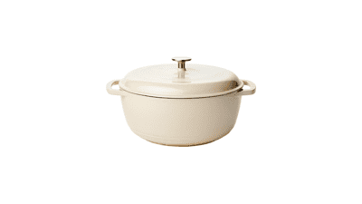 Enameled Cast Iron Covered Round Dutch Oven - 7.3-Quart - White