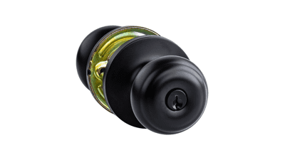 Exterior Door Knob With Lock - Classic Style in Matte Black