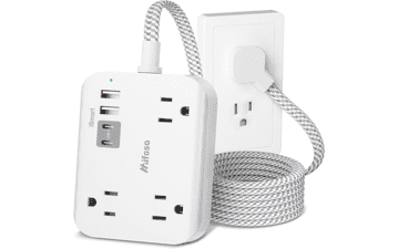 Flat Extension Cord with Multiple Outlets, 5ft Flat Plug Power Strip with 4 USB Ports (2USB C) Charging Station