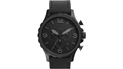 Fossil Nate Men's Watch - Oversized Chronograph Dial, Stainless Steel or Leather Band