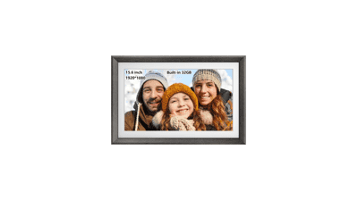 Frameo 15.6 Inch 32GB WiFi Digital Picture Frame Wood IPS FHD Touch Screen Smart Photo Frame