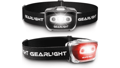 GearLight LED Headlamp - Outdoor Camping Headlamp with Adjustable Headband - Lightweight Headlight with 7 Modes and Pivotable Head