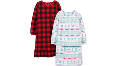 Girls and Toddlers' Fleece Nightgowns - Pack of 2 by Simple Joys