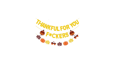 Gold Glitter Thankful for You Banner - Friendsgiving & Thanksgiving Party Decorations