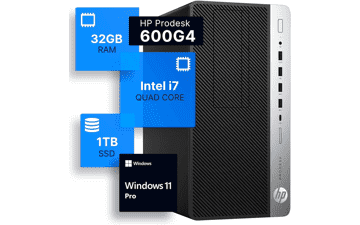 HP ProDesk 600G4 Tower Desktop Computer - Intel i7-8700 - 32GB DDR4 RAM - 1TB SSD Solid State - Wi-Fi 5G + Bluetooth - Windows 11 Professional - Home or Office PC (Renewed)