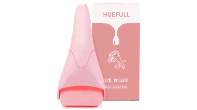 Huefull Ice Roller for Face - Face and Eye Puffiness Relief, Reduce Pain and Wrinkles - Skin Care Massager Roller - Gifts for Women and Men (Pink)