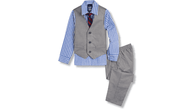 IZOD Boys' 4-Piece Set: Collared Dress Shirt, Tie, Vest, Pants