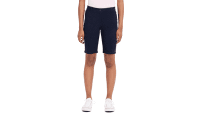 IZOD Juniors Uniform Bermuda Shorts - Skinny Style, Hook & Eye Closure, Stretch Twill Fabric